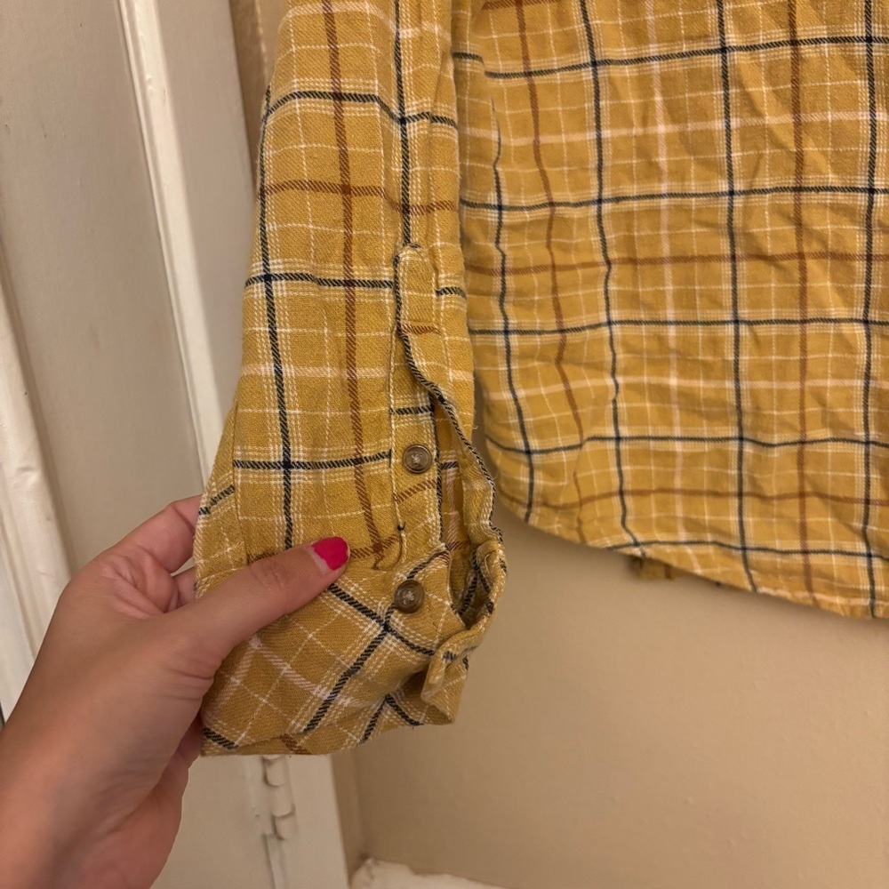 Universal Thread Yellow Plaid Button Down - image 4